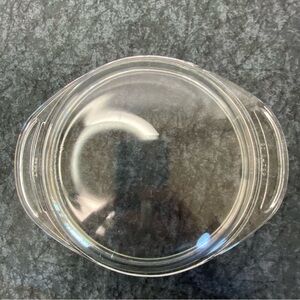 VTG PYREX 682-C CLEAR GLASS FLAT ROUND REPLACEMENT LID 6.25" INNER RIM TAB HANDL